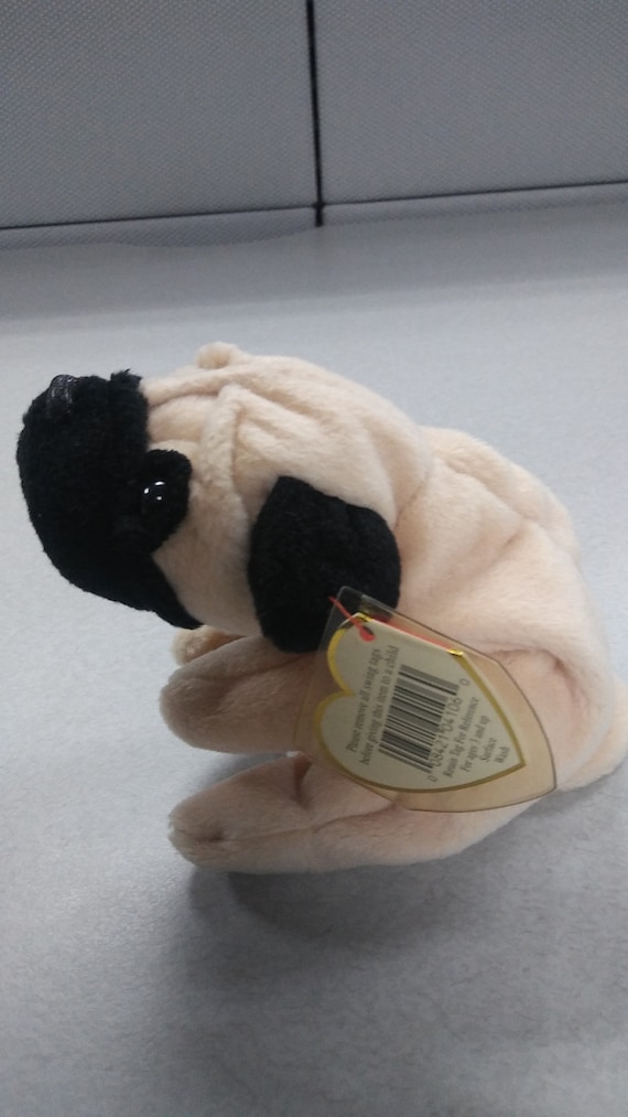 Ty Beanie Babies Pugsly the Brown and Black Pug