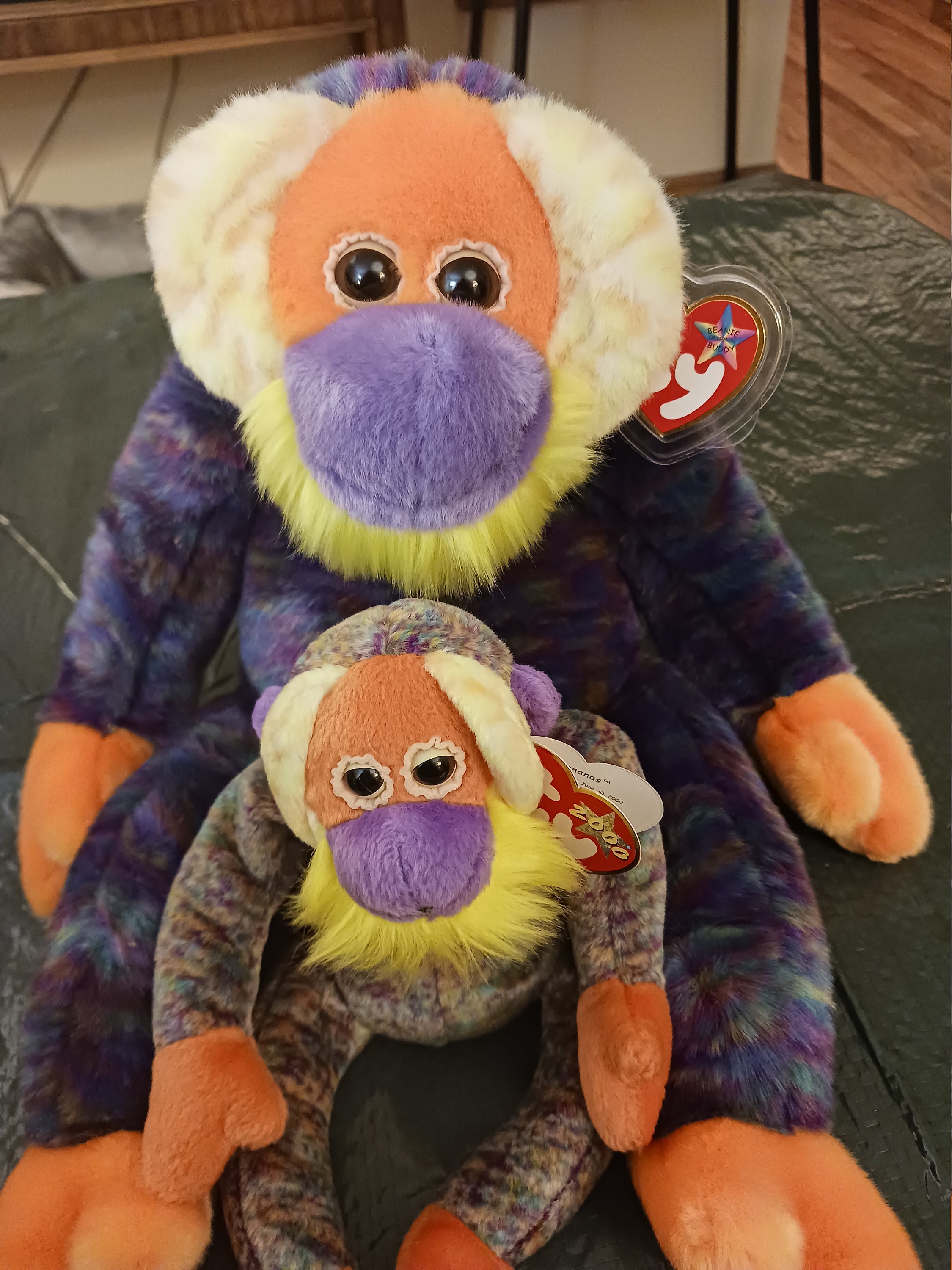 Ty 2001 Bananas The Orangutan Beanie Buddy With Tags Purple Orange Yellow 14 in for sale online 