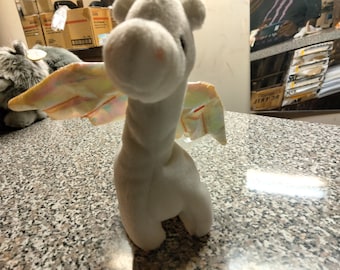 Ty Beanie Babies Magic The White Dragon With Iridescent Wings