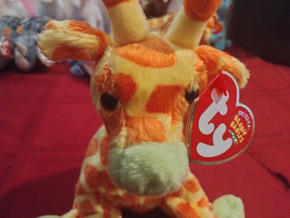 Ty Beanie Babies Giraffiti The Orange, Red and Green Soft, Plushy Circus Giraffe