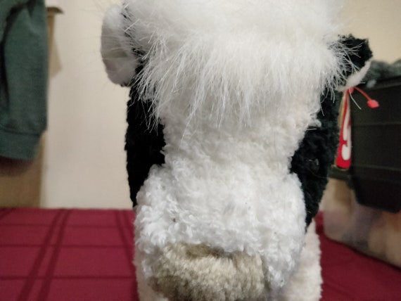 Ty Beanie Classics JERSEY The Black And White Cow, With Fluffy Hair/Mane,