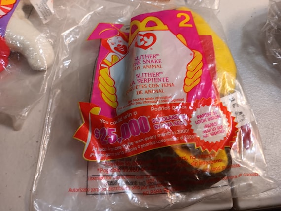 Ty McDonald's Teenies Slither The Green And Yellow Snake (still in original Happy Meal Plastic Packaging)
