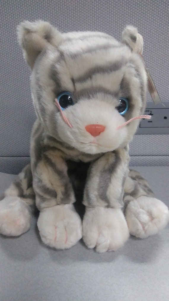 Ty Beanie Buddies Silver the Silver and White Striped Kitty Cat