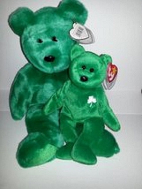 Ty Beanie Buddy and Baby Erin the Green Irish Bear set