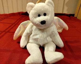 ty Beanie Babies Halo the White Angel Bear with wings (No Hangtag)