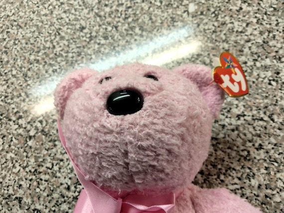 Ty Beanie Buddies It's A Girl The Pink Bear With Pink Ribbon