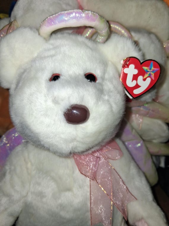 Ty Beanie Buddies Halo The Angel Bear W/Iridescent Wings
