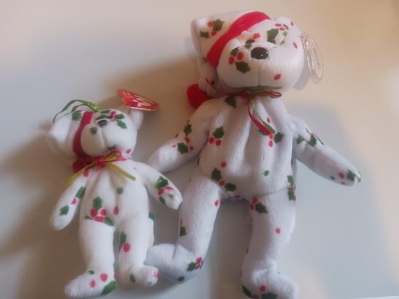 Ty Beanie Babies And Jingle Beanies Ty2k Holiday Teddy Bears 2 pc. Christmas Bear Set (Multi-Colored Confetti Bear With Rainbow Tie)