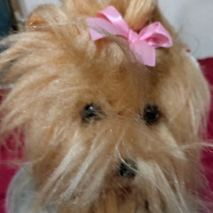 Ty Beanies Classics MITSY The Really Hairy Shitzu Dog With Brown And Gray Fluffy Coat And Pink Bow (hangtag in FAIR Condition)