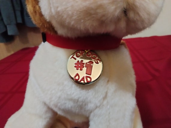 Ty Beanies Buddies TOP DOG The Brown And White Dog With Red Collar And Top Dog #1 DAD On Medallion On Collar Mwmt