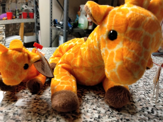 Ty Beanie Babies and Christmas Holiday Jingle Beanies Twigs the Orange Giraffe (Regular Beanie Baby and Teenie Ornament 2 Pc. Set.)