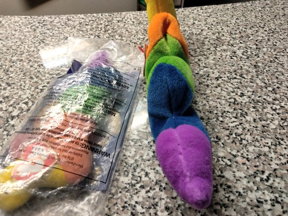 TY McDonald's Teenies and Beanie Babies INCH the Colorful Inchworm 3 Pc. Set (Teenie in original McDonald's packaging) (Hangtag Issues)