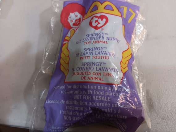 Ty McDonald's Teenies Springy The Lavender Purple Bunny Rabbit (still in original Happy Meal Plastic Packaging)