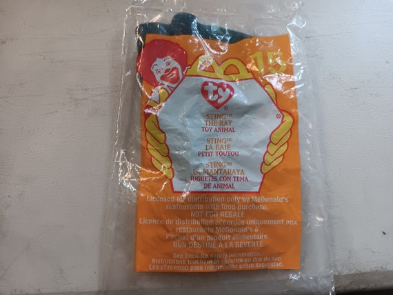 Ty McDonald's Teenie Beanies Sting The Stingray (still in original Happy Meal Plastic Packaging)