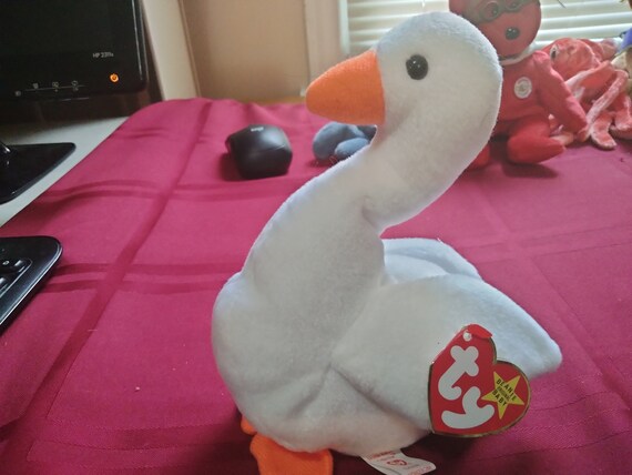 Ty Beanie Babies Gracie The White Swan With Orange Beak And Feet