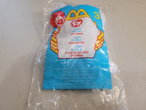 Ty McDonald's Teenies Flip the White Kitty Cat (still in original Happy Meal Plastic Packaging)