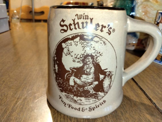 Win Schuler's Fun, Food And Spirits Novelty Olden Times Brown Coffee Mug