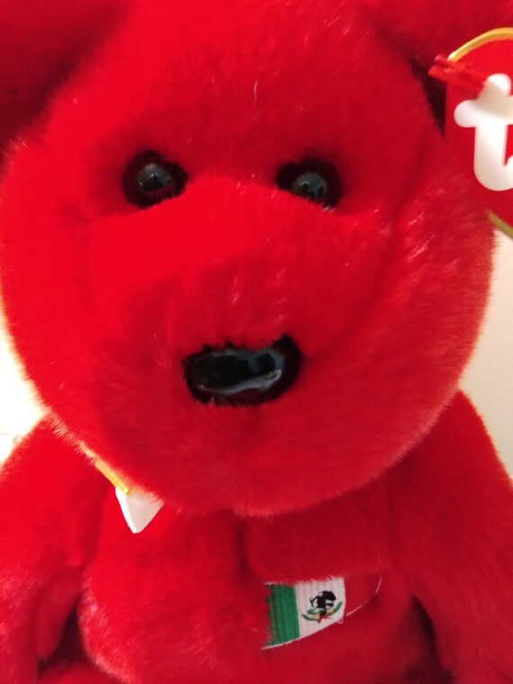 Ty Beanie Buddies Osito The Mexican Bear With Mexican Flag Embroidered On Chest  (Larger Than The Beanie Babies Osito)
