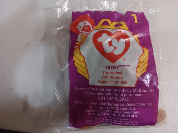 Ty McDonald's Teenies Doby The Black And Brown Floppy Eared RottweilerCanine Dog (still in original Happy Meal Plastic Packaging)