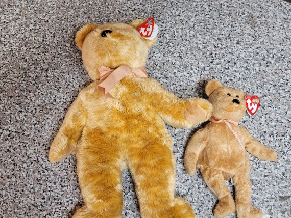 Ty Beanie Babies And Buddies Cashew The Super Soft Plushy Brown Bear  2pc. Set