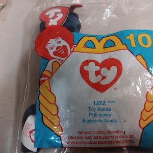 Ty McDonald&#39;s Teenies  Lizz The Blue And Orange Lizard (still in original Happy Meal Plastic Packaging)
