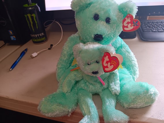 Ty Beanie Babies And Buddies Sherbet (Blueish Green Version) 2 Piece Set