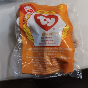 Ty McDonald&#39;s Teenies Bongo The Brown Monkey (still in original Happy Meal Plastic Packaging)