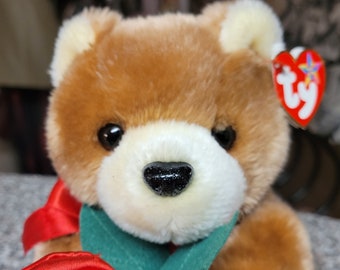 Ty Beanie  Buddies Always The Super Soft Plushy Valentine's Day Romantic Brown Bear Holding Velvet Rose