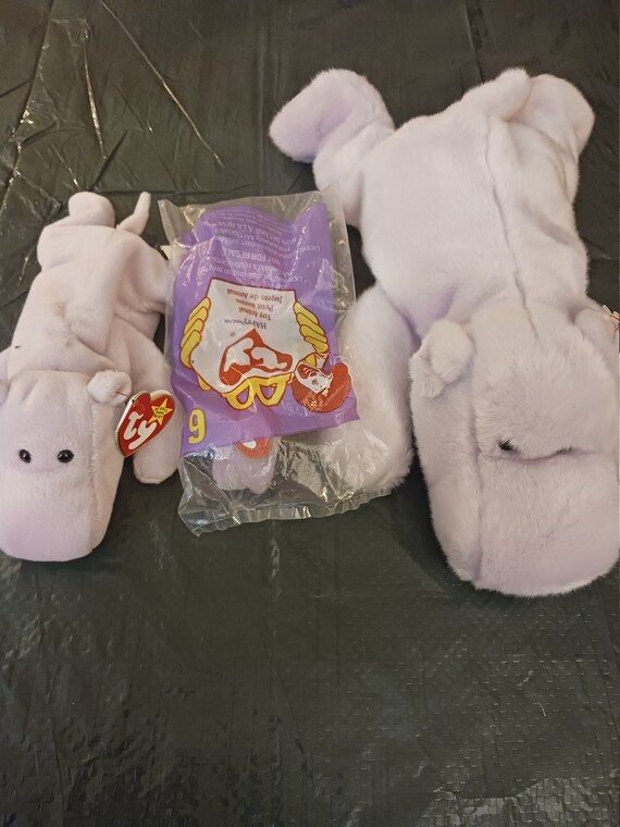 Ty McDonald's Teenies,  Beanie Babies and Buddies Happy The Purple Hippo