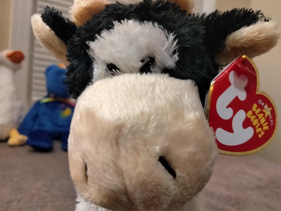 Ty Beanie Babies Mooosly The Black And White Soft, Plushy Cow With Really Big feet