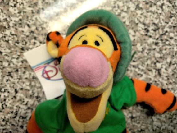 The Disney Store's O'Tigger, Tigger The Irish beanie bag plushie Colorful Tiger In St. Patrick's Outfit With Green Irish Hat