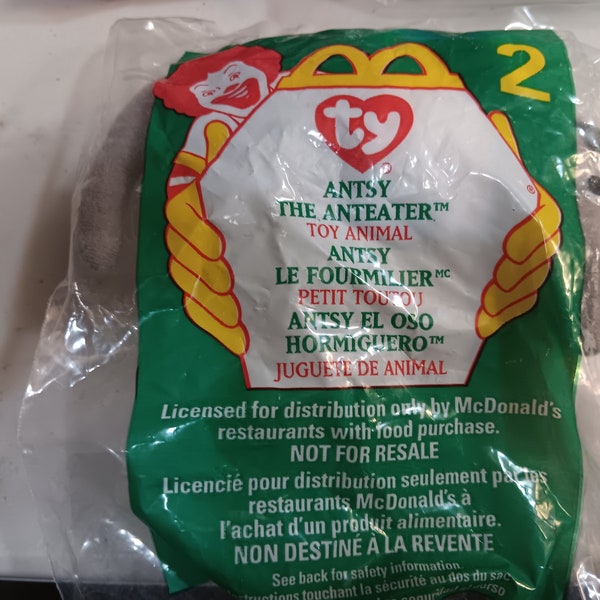 Ty McDonald's Teenies Antsy The Anteater (still in original Happy Meal Plastic Packaging)