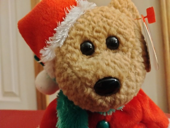 Ty Beanie Babies Kringle The Christmas Santa Claus Bear With Green Scarf, Red And White Hat,Dressed As Santa With Green Mittens