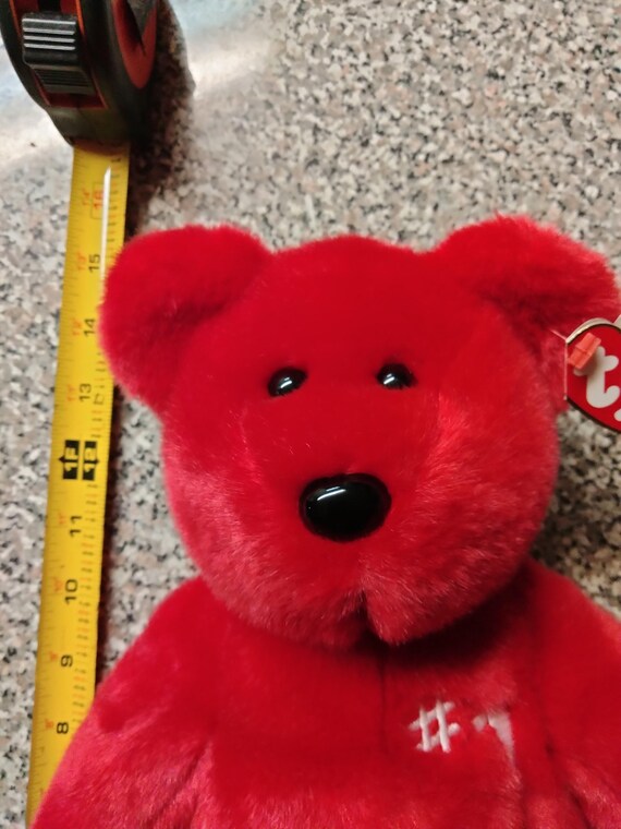 Ty Beanie Buddies #1 Red  Bear (#1 Embroidered On Chest) (B2)