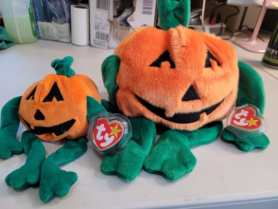 Ty Beanie Babies and Buddies Pumkin the Halloween Beanie Orange and Green Pumpkin 2pc. Set Etsy UK