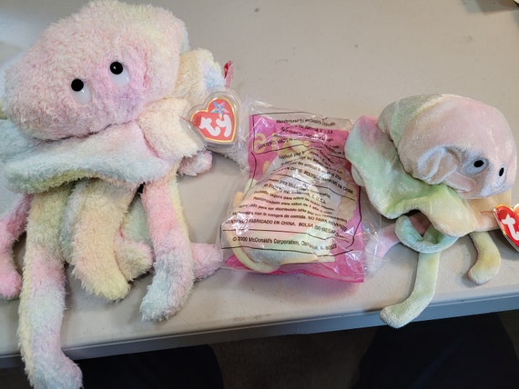 TY McDonald's Teenies, Beanies And Buddies Goochy The Neon Colored Jellyfish 3 Pc.Set (Teenie still in original McDonald's packaging)