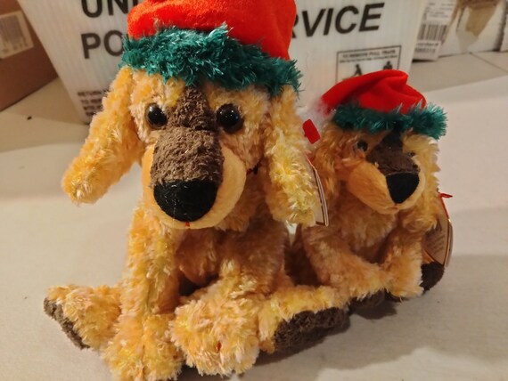 Ty Beanie Babies and Jingle Beanies Jinglepup 2 pc. Christmas Dog Set With Christmas Hats