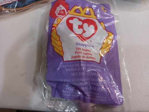 Ty McDonald's Teenies Happy The Purple Hippo (still in original Happy Meal Plastic Packaging)