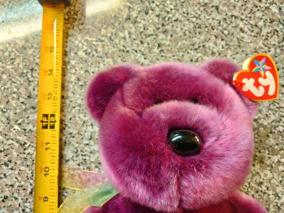 Ty Beanie Buddies 2000 Signature Dark Burgundy Teddy Bear With 2000 Signature Embroidered Heart On Chest (Bud1)