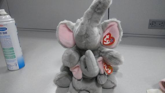 Ty beanie babies and beanie buddies Righty the gray stuffed animal Elephant 2 piece MINT set, MWMT
