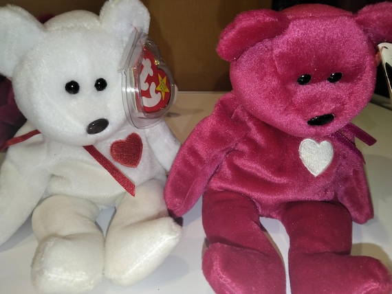 Ty Beanie Babies Valentino and Valentina Valentine's Day Bears MWMTs.