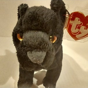 Ty Beanie Babies Midnight the Black Cat Panther with Spooky Orange Eyes