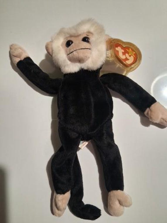 Ty Beanie Babies Mooch the black and white Spider Monkey Capuchin (Retired)