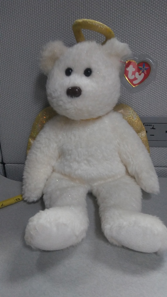 Ty Beanie Buddies Halo 2 the white angel bear with gold wings and halo