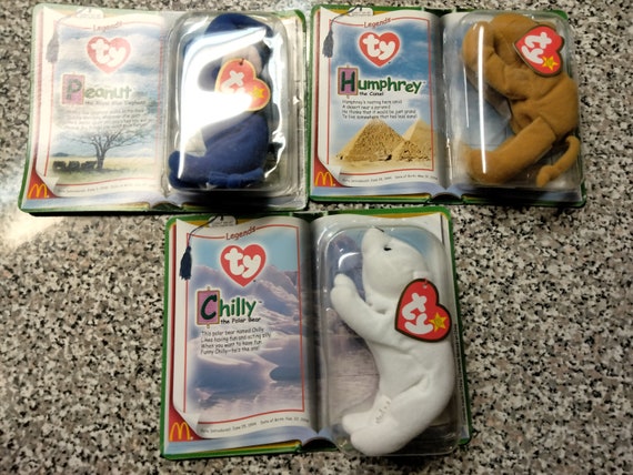 Ty McDonald's Teenies Chilly, Humphrey and Peanut 3 Pc. Legends Trio In original Cardboard Packaging (Happy Meal Beanie Babies Teenies)