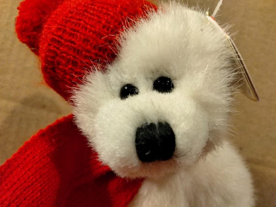 Ty Attic Treasures  Peppermint The Posable The Soft Plush Posable Christmas Bear With Red Hat And Scarf