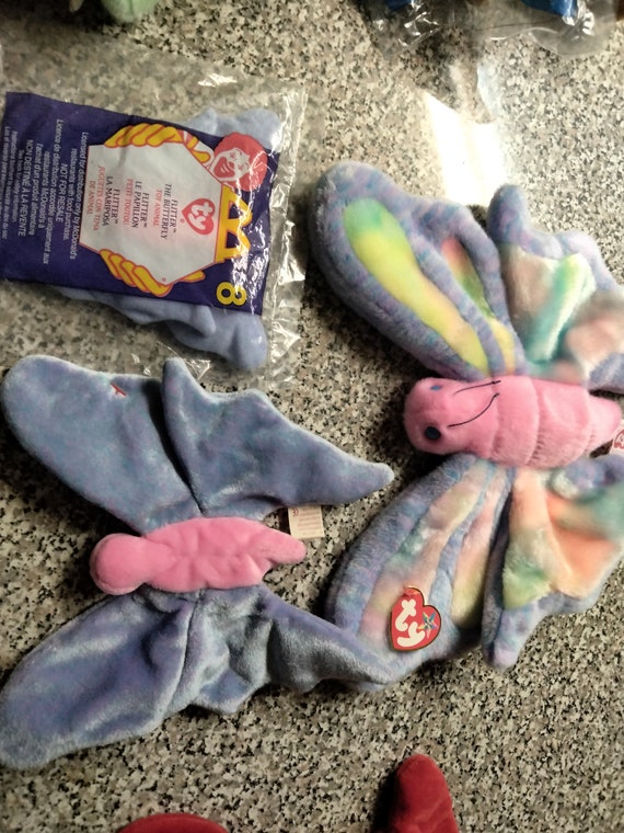 Ty Beanie Babies, Buddies, and McDonald's Teenies Flitter The Colorful Butterfly 3 pc. Set