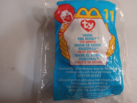 Ty McDonald's Teenies Nook The Gray And White Siberian Husky Canine Dog (still in original Happy Meal Plastic Packaging)