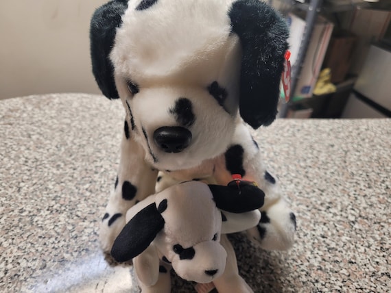 Ty Beanie Babies and Buddies Dotty The Black And White Polka-Dot Dog 2 Piece Set (Black Ear Version)