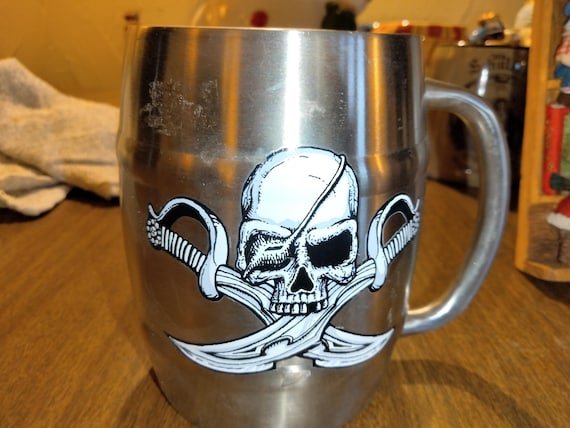 Skull And Cross Swords Pirate's Metal Decorative Novelty Mug